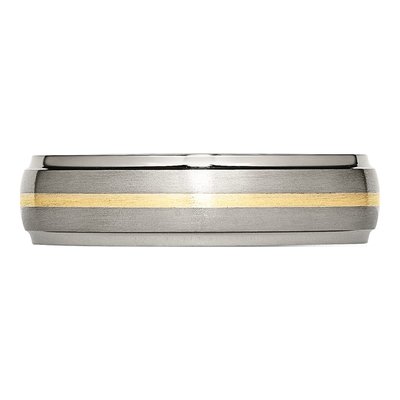 Titanium & 14K Gold 6mm Inlay Wedding Band – view 5