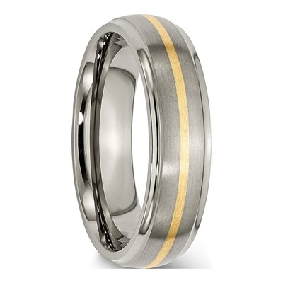 Titanium & 14K Gold 6mm Inlay Wedding Band – view 6