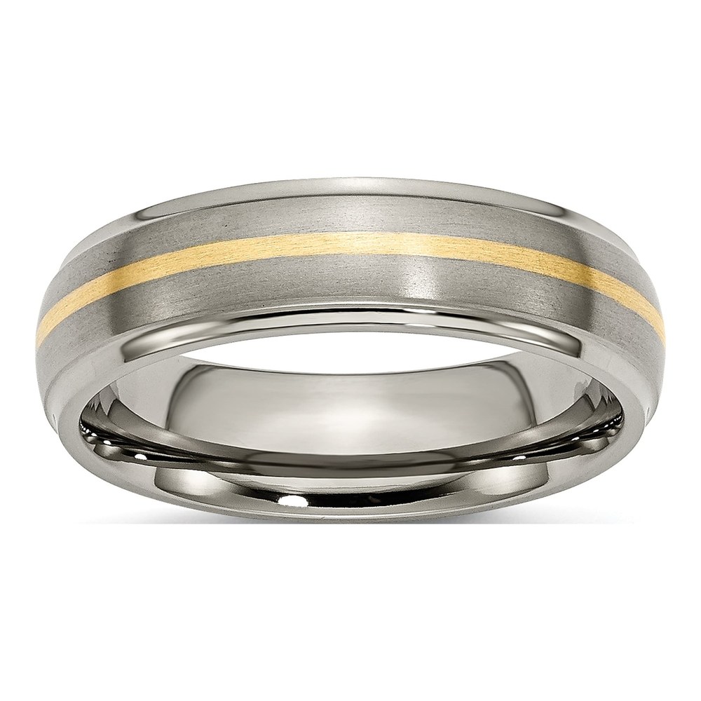 Titanium & 14K Gold 6mm Inlay Wedding Band