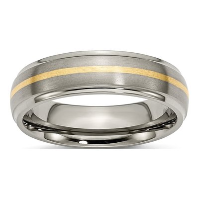 Titanium & 14K Gold 6mm Inlay Wedding Band