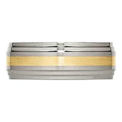 Titanium & 14K Gold 8mm Inlay Wedding Band – view 5