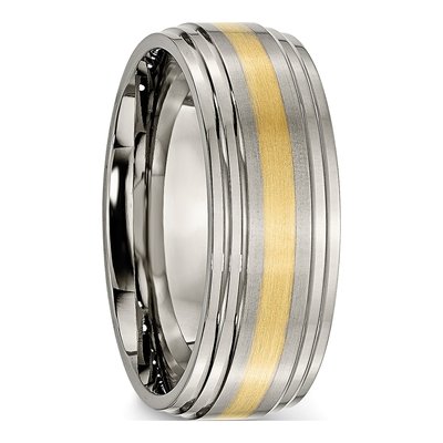 Titanium & 14K Gold 8mm Inlay Wedding Band – view 6