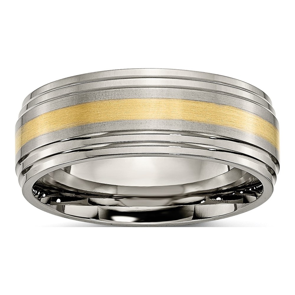 Men's Titanium & 14K Gold Inlay Wedding Band