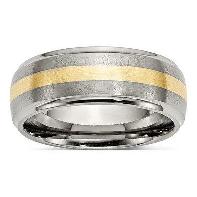Titanium & 14K Gold 8mm Wedding Band