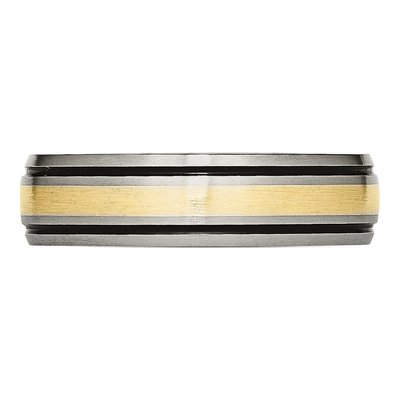 Titanium & 14K Gold 6mm Inlay Wedding Band – view 5