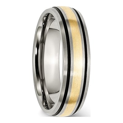 Titanium & 14K Gold 6mm Inlay Wedding Band – view 6