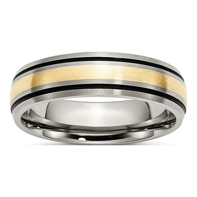 Titanium & 14K Gold 6mm Inlay Wedding Band