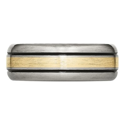 Chisel Titanium 8mm Wedding Band with 14K Gold Inlay – view 5