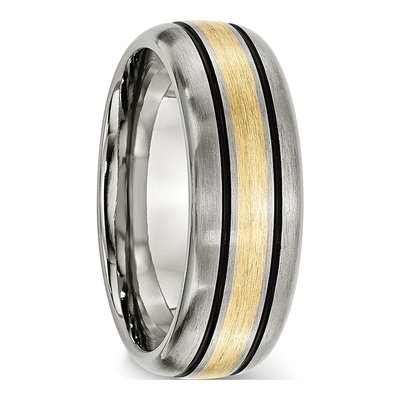 Chisel Titanium 8mm Wedding Band with 14K Gold Inlay – view 6