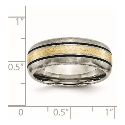 Chisel Titanium 8mm Wedding Band with 14K Gold Inlay – view 8