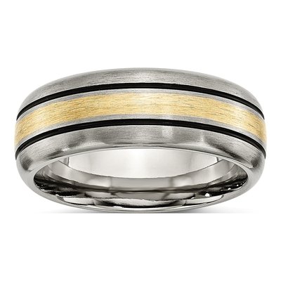 Titanium & 14K Gold 8mm Wedding Band