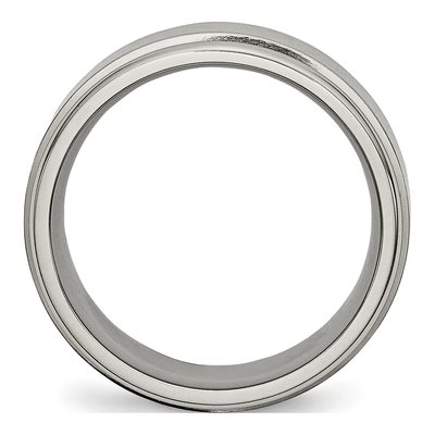 Titanium 8mm Ridged Edge Wedding Band – view 3