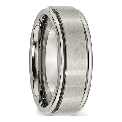 Titanium 8mm Ridged Edge Wedding Band – view 5