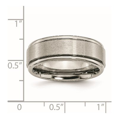Titanium 8mm Ridged Edge Wedding Band – view 7