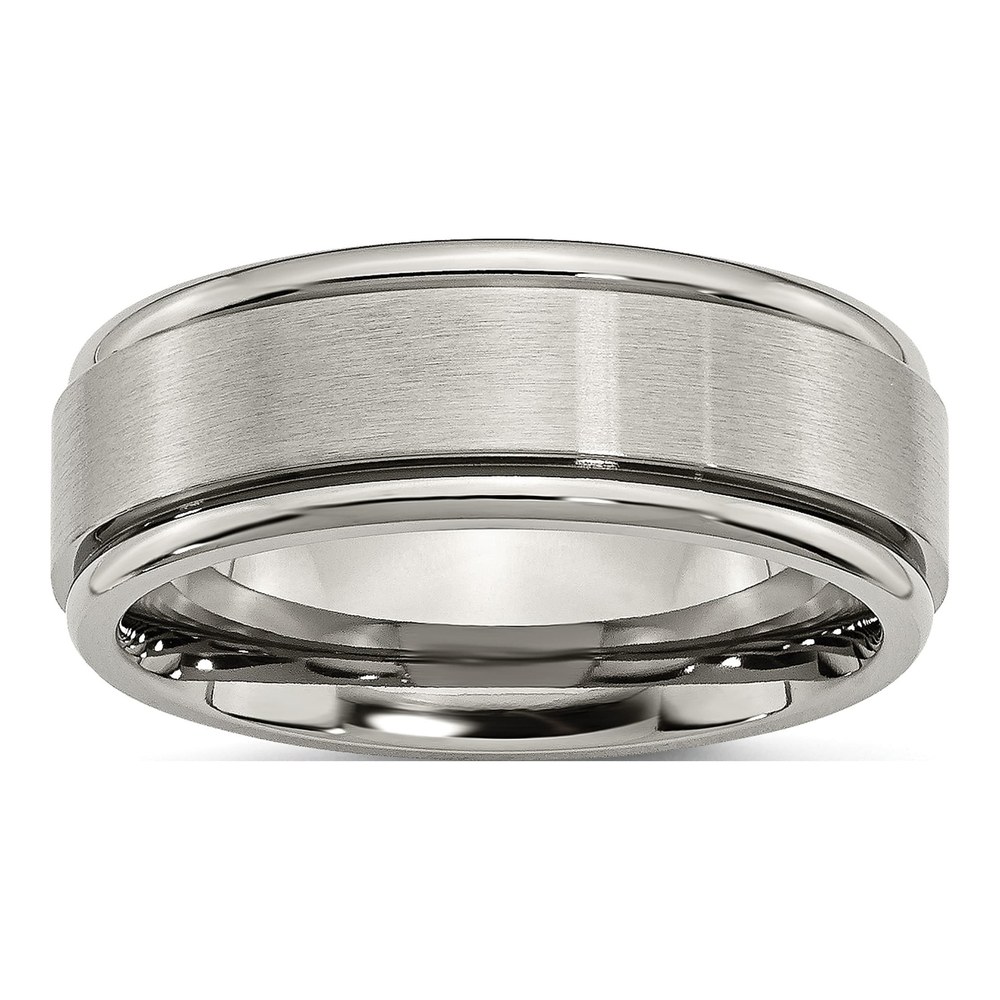 Titanium 8mm Ridged Edge Wedding Band