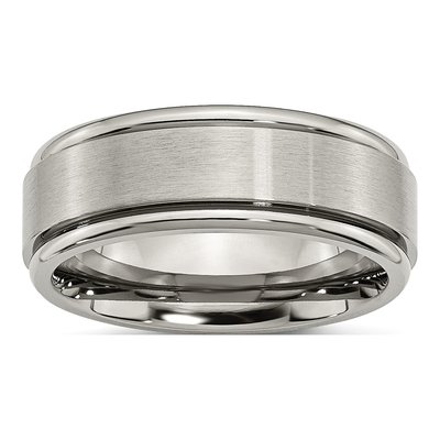 Titanium 8mm Ridged Edge Wedding Band