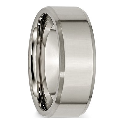 Titanium 8mm Beveled Edge Comfort-Fit Wedding Band – view 7