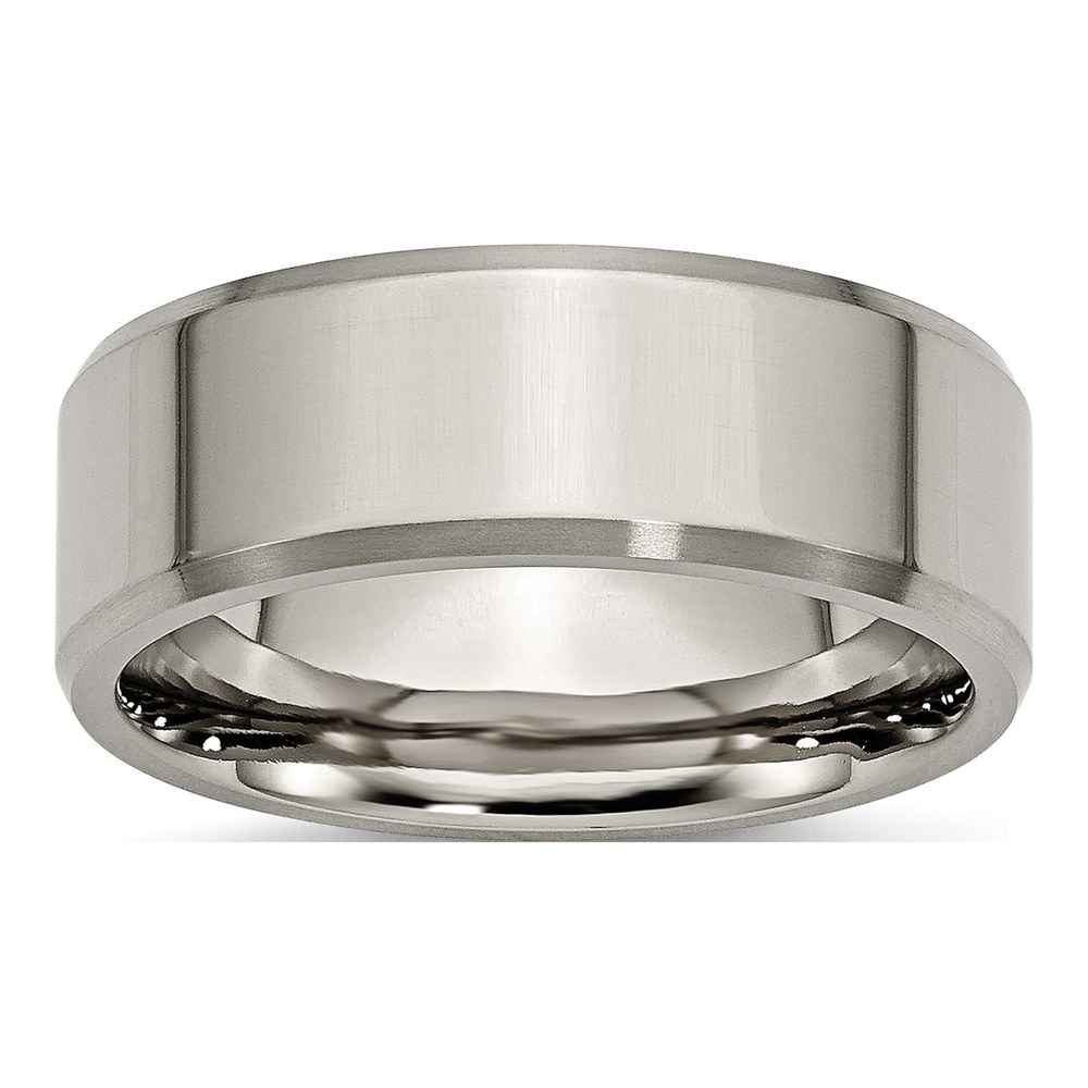Titanium 8mm Beveled Edge Comfort-Fit Wedding Band