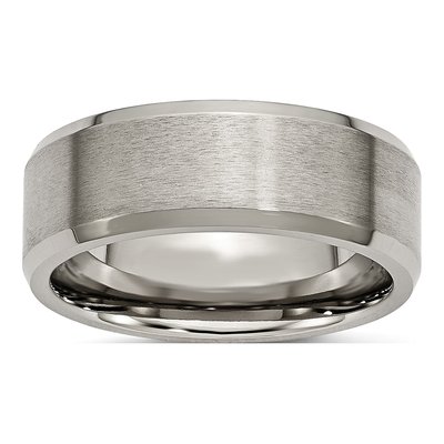 Titanium 8mm Beveled Wedding Band