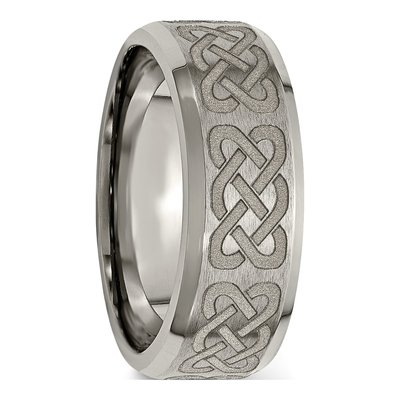 Titanium 8mm Celtic Laser Design Wedding Band – view 6