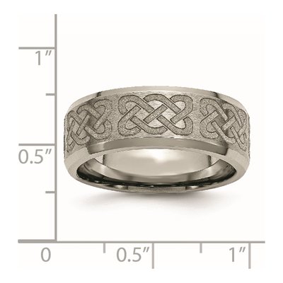 Titanium 8mm Celtic Laser Design Wedding Band – view 8