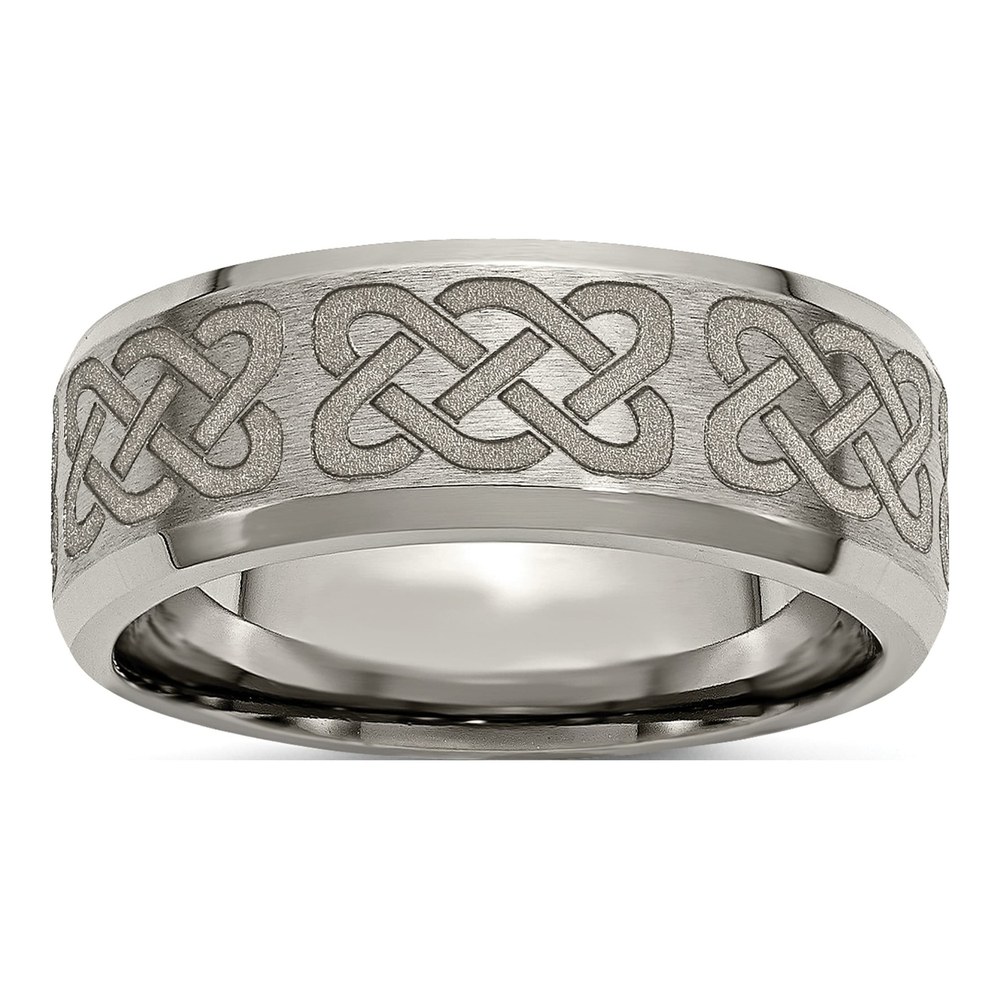 Titanium 8mm Celtic Laser Design Wedding Band