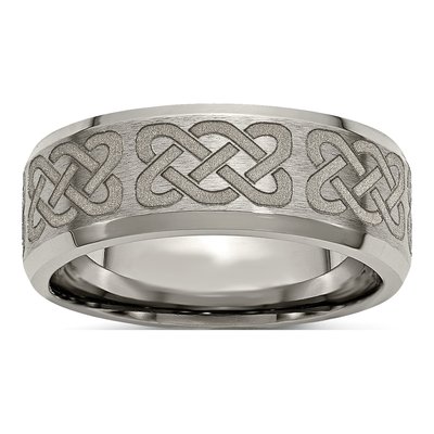 Titanium 8mm Celtic Laser Design Wedding Band