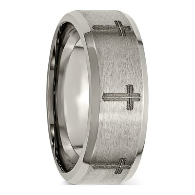 Titanium 8mm Cross Wedding Band – view 6