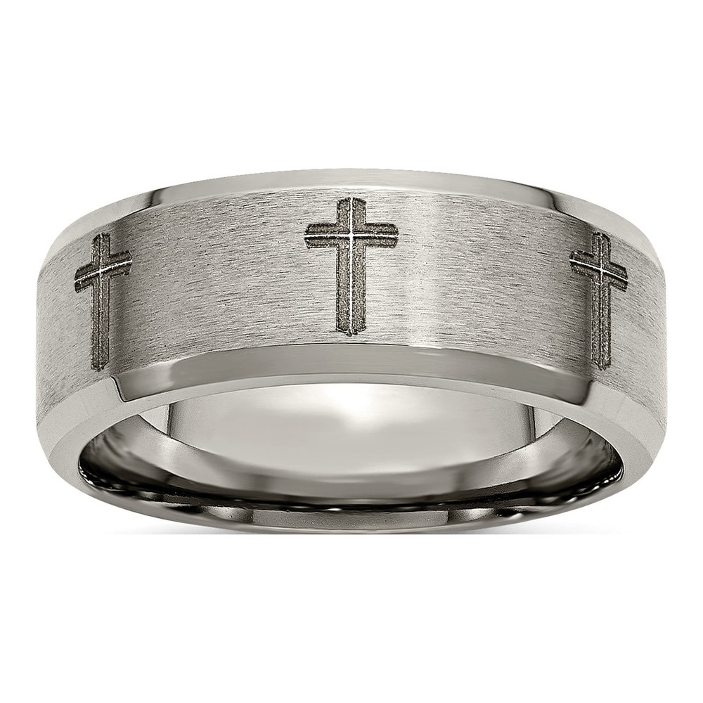Titanium 8mm Cross Wedding Band