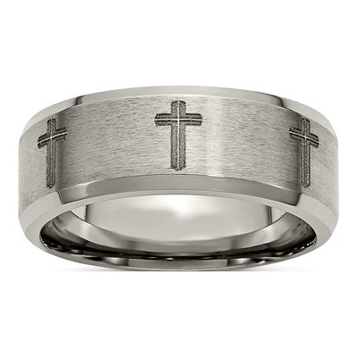 Titanium 8mm Cross Wedding Band