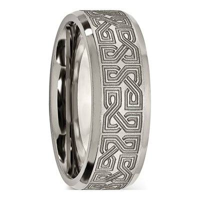 Titanium 8mm Greek Key Wedding Band – view 6