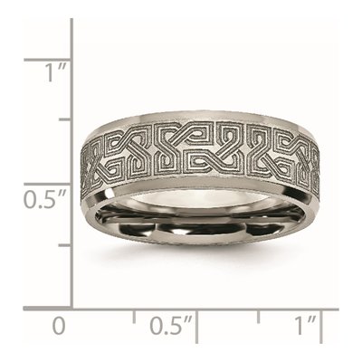 Titanium 8mm Greek Key Wedding Band – view 8