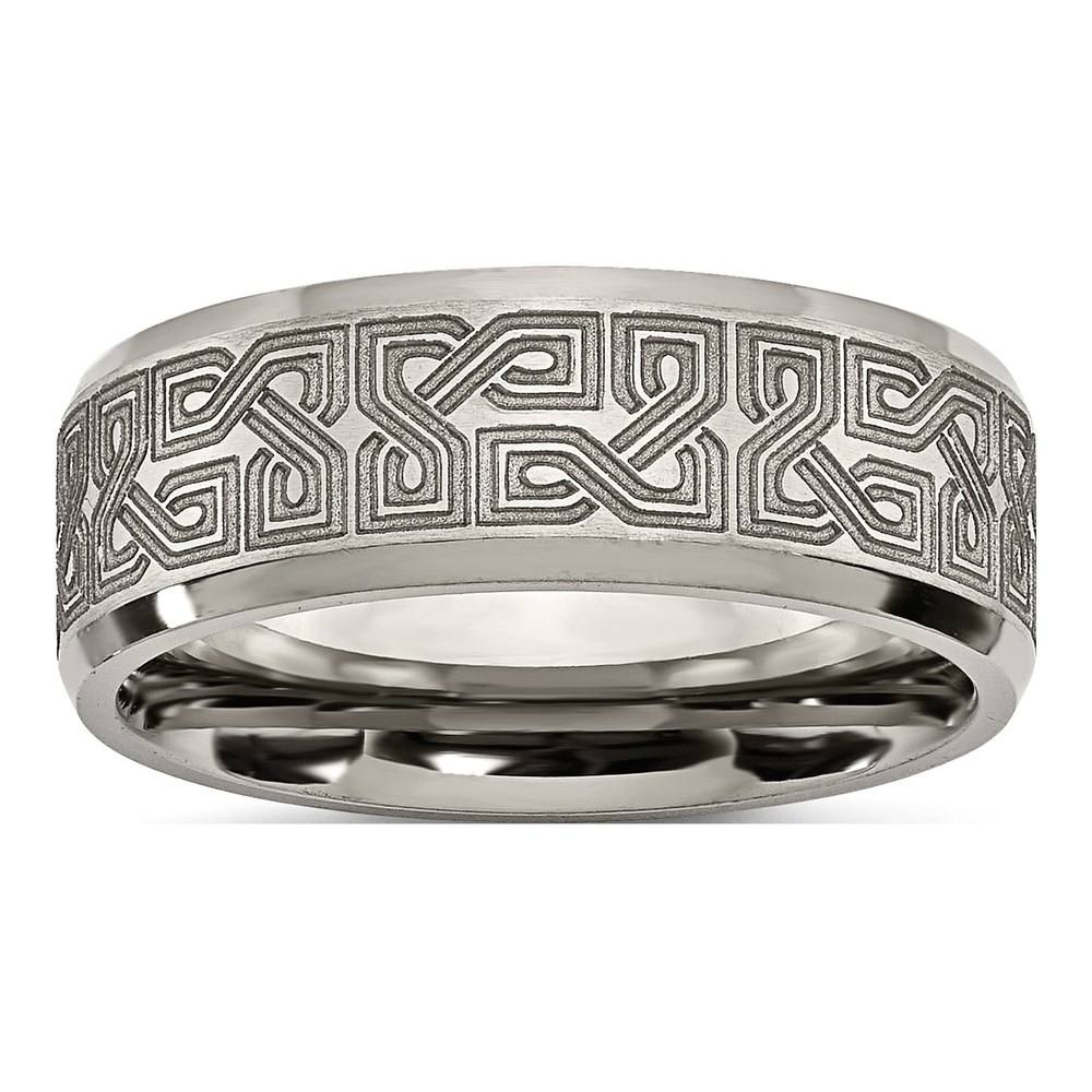 Titanium 8mm Greek Key Wedding Band