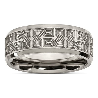 Titanium 8mm Greek Key Wedding Band