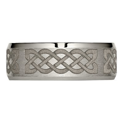 Titanium 8mm Celtic Laser Design Wedding Band – view 5