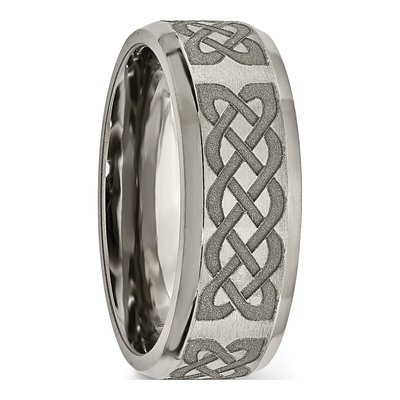 Titanium 8mm Celtic Laser Design Wedding Band – view 6