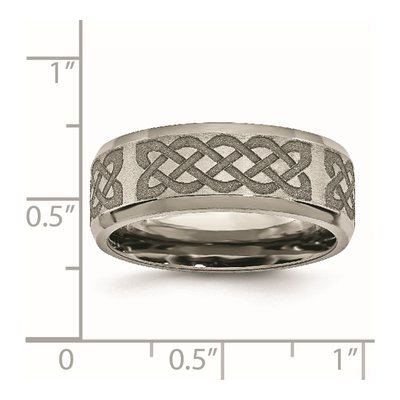 Titanium 8mm Celtic Laser Design Wedding Band – view 8