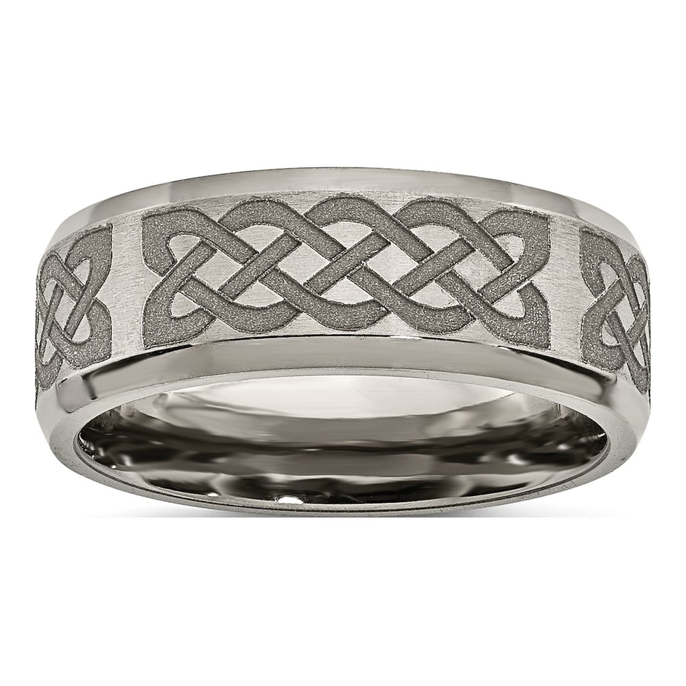 Titanium 8mm Celtic Laser Design Wedding Band
