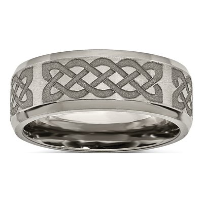 Titanium 8mm Celtic Laser Design Wedding Band