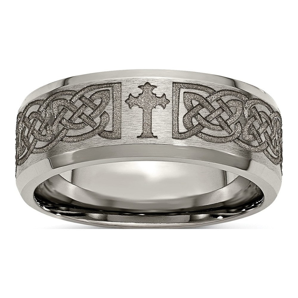Titanium 8mm Cross Wedding Band
