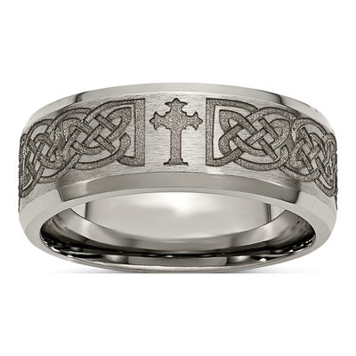 Titanium 8mm Cross Wedding Band