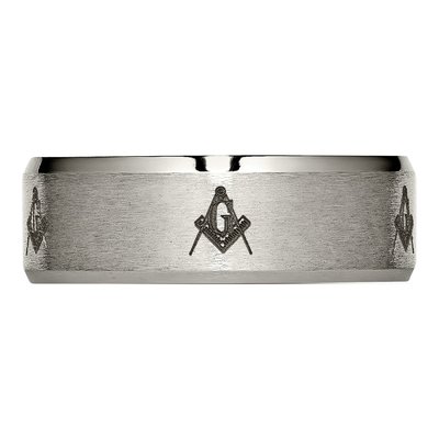 Titanium 8mm Masonic Beveled Wedding Band – view 5