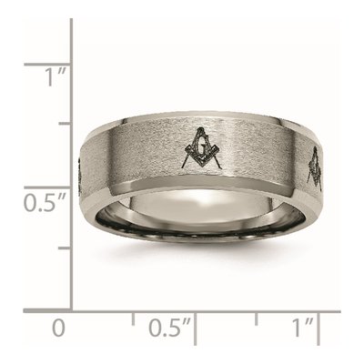 Titanium 8mm Masonic Beveled Wedding Band – view 8