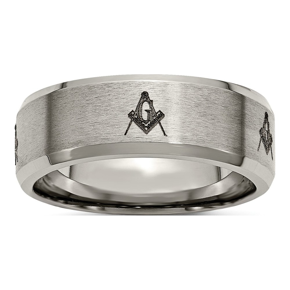 Titanium 8mm Masonic Beveled Wedding Band
