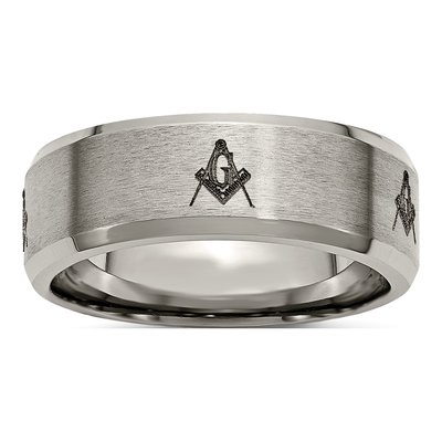 Titanium 8mm Masonic Beveled Wedding Band