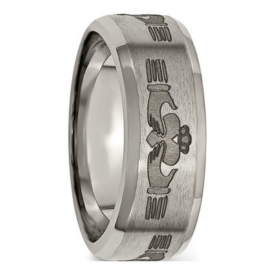 Titanium 8mm Claddagh Wedding Band – view 6