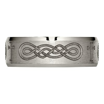Titanium 8mm Cross Laser Design Wedding Band – view 5
