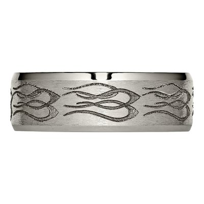 Titanium 8mm Flame Laser Beveled Wedding Band – view 5