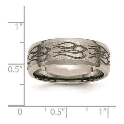 Titanium 8mm Flame Laser Beveled Wedding Band – view 8