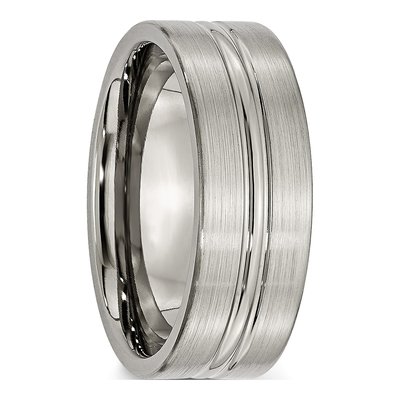 Titanium 8mm Grooved Wedding Band – view 5